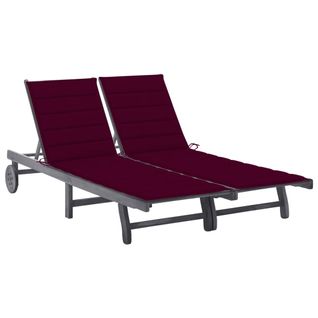 Transat Chaise Longue Bain De Soleil Lit De Jardin Terrasse Meuble D'extérieur 2 Places Avec Coussin