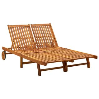 Transat Chaise Longue Bain De Soleil Lit De Jardin Terrasse Meuble D'extérieur 2 Places Bois