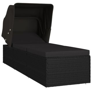 Transat Chaise Longue Bain De Soleil Lit De Jardin Terrasse Meuble D'extérieur Avec Auvent