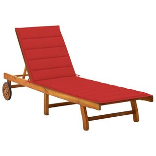 Transat Chaise Longue Bain De Soleil Lit De Jardin Terrasse Meuble D'extérieur Avec Coussin Bois