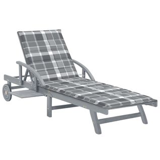 Transat Chaise Longue Bain De Soleil Lit De Jardin Terrasse Meuble D'extérieur Avec Coussin Bois
