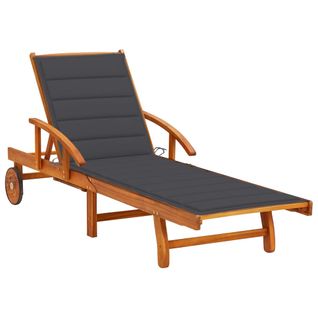 Transat Chaise Longue Bain De Soleil Lit De Jardin Terrasse Meuble D'extérieur Avec Coussin