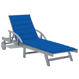 Transat Chaise Longue Bain De Soleil Lit De Jardin Terrasse Meuble D'extérieur Avec Coussin Bois