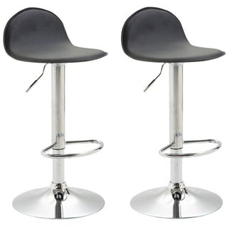 Lot De 2 Tabourets De Bar Pied Trompète Métal Hauteur Réglable En Synthétique Noir 10_0001339
