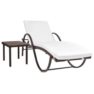 Transat Chaise Longue Bain De Soleil Lit De Jardin Terrasse Meuble D'extérieur Avec Coussin