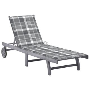 Transat Chaise Longue Bain De Soleil Lit De Jardin Terrasse Meuble D'extérieur Avec Coussin Gris