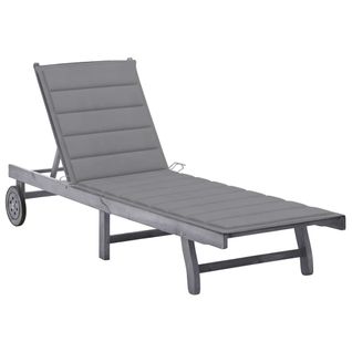 Transat Chaise Longue Bain De Soleil Lit De Jardin Terrasse Meuble D'extérieur Avec Coussin Gris