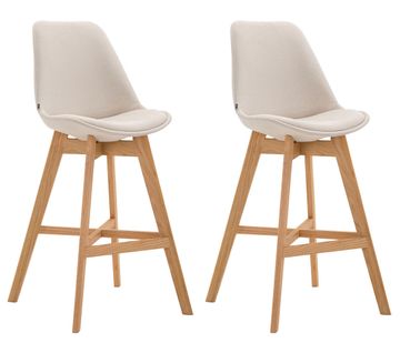 Lot De 2 Tabouret De Bar Chaise Haute Design Moderne En Tissu Crème 10_0001299