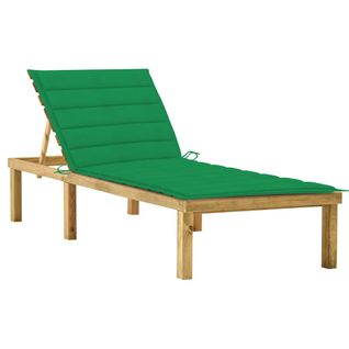 Transat Chaise Longue Bain De Soleil Lit De Jardin Terrasse Meuble D'extérieur Avec Coussin Vert