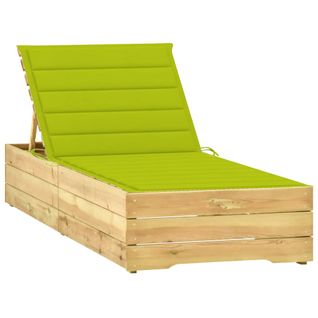 Transat Chaise Longue Bain De Soleil Lit De Jardin Terrasse Meuble D'extérieur Avec Coussin Vert
