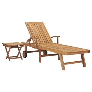 Transat Chaise Longue Bain De Soleil Lit De Jardin Terrasse Meuble D'extérieur Avec Table