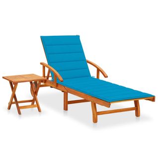 Transat Chaise Longue Bain De Soleil Lit De Jardin Terrasse Meuble D'extérieur Avec Table Et Coussin