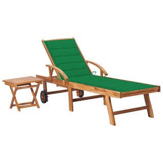 Transat Chaise Longue Bain De Soleil Lit De Jardin Terrasse Meuble D'extérieur Avec Table Et Coussin
