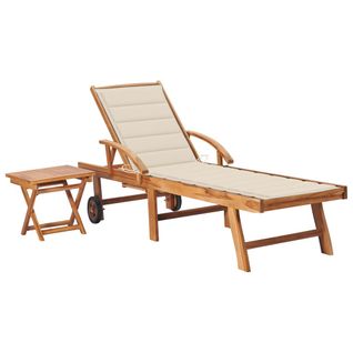 Transat Chaise Longue Bain De Soleil Lit De Jardin Terrasse Meuble D'extérieur Avec Table Et Coussin