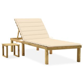 Transat Chaise Longue Bain De Soleil Lit De Jardin Terrasse Meuble D'extérieur Avec Table Et Coussin