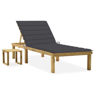 Transat Chaise Longue Bain De Soleil Lit De Jardin Terrasse Meuble D'extérieur Avec Table Et Coussin