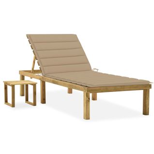 Transat Chaise Longue Bain De Soleil Lit De Jardin Terrasse Meuble D'extérieur 200 Cm Avec Table