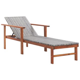 Transat Chaise Longue Bain De Soleil Lit De Jardin Terrasse Meuble D'extérieur Résine Tressée