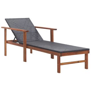 Transat Chaise Longue Bain De Soleil Lit De Jardin Terrasse Meuble D'extérieur Résine Tressée