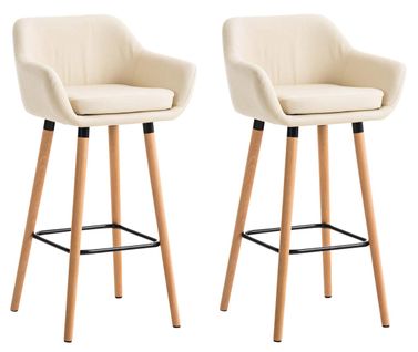 Lot De 2 Tabourets De Bar Chaise Haute Design Scandinave Accoudoirs Et Repose-pied Synthétique
