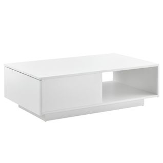 Table Basse De Salon Avec Tiroir Et Compartiment De Rangement 95 X 55 Cm 15 Mm Blanc