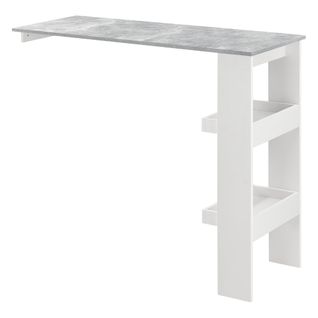 Table De Bar Stylée Avec Compartiments De Rangement Table Bistrot 120 Cm Blanc