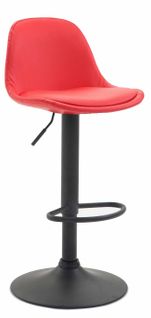 Tabouret De Bar Avec Repose-pieds Design Moderne En Synthétique Rouge Pieds En Métal Noir Mat 10_0