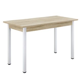 Table De Salle à Manger Cuisine Bureau Mdf Mélaminé Acier 120 Cm Beige Blanc 03_0006