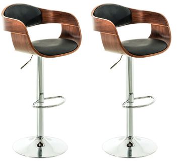 Set De 2 Chaises Hautes Tabouret De Bar Avec Repose-pied Design Moderne Bois Et Synthétique Noir