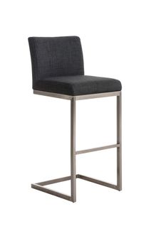 Tabouret De Bar X1 Design Moderne Avec Repose-pied En Tissu Gris Foncé Et Acier Inoxydable 10_0000