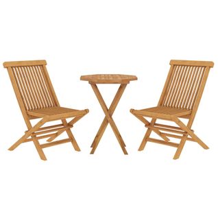 Ensemble De Salle à Manger De Jardin Meuble Extérieur 3 Pièces Bois De Teck Massif 02