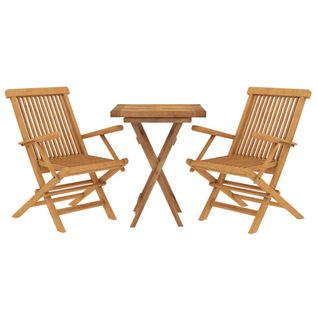 Ensemble De Salle à Manger De Jardin Meuble Extérieur 3 Pièces Bois De Teck Massif 02