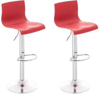 Lot De 2 Tabourets De Bar Design Classique Hauteur Réglable En Plastique Rouge Et Métal Chromé 10_
