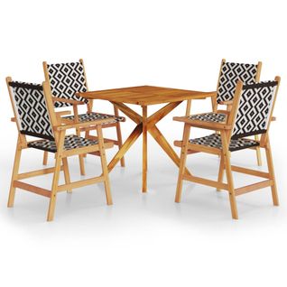 Ensemble De Salle à Manger De Jardin Meuble Extérieur 5 Pièces Bois D'acacia Massif 02_0013743