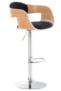 Tabouret De Bar Chaise Haute Avec Repose-pied Design Moderne Bois Et Tissu Noir 10_0000677