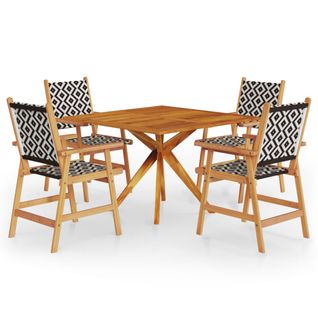 Ensemble De Salle à Manger De Jardin Meuble Extérieur 5 Pièces Bois D'acacia Massif 02_0013745