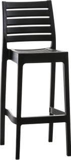 Tabouret De Bar Pour Intérieur Ou Extérieur En Plastique Noir Empilable Avec Repose-pieds 10_00006