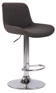 Tabouret De Bar Chaise Haute X1 En Tissu Gris Foncé Coutures Verticales Support En Métal Chromé 10