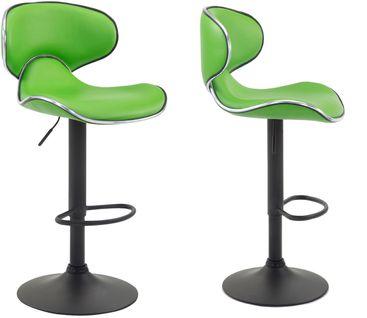 Lot De 2 Tabourets De Bar Design Contemporain Pieds En Métal Noir Assise En Synthétique Vert 10_00