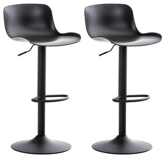 Lot De 2 Tabourets De Bar Hauteur Réglable Design Contemporain En Plastique Noir Pieds Trompette N