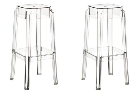 Lot De 2 Tabourets De Bar Empilable Design Moderne Plastique Transparent 10_0000231