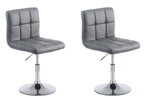Lot De 2 Chaises De Salle à Manger Style Moderne Et Design En Synthétique Gris Hauteur Réglable Pi
