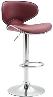 Tabouret De Bar Chaise De Bar Hauteur Réglable Avec Repose Pieds En Synthétique Bordeaux Et Métal
