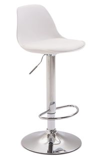 Tabouret De Bar En Synthétique Et Plastique Blanc Pied En Métal Réglable Et Pivotant 10_0000145