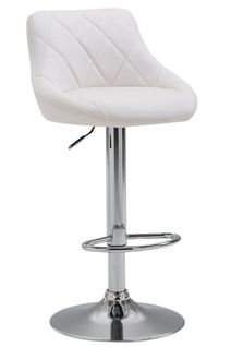 Tabouret De Bar En Synthétique Blanc Pivotant Avec Repose-pieds Coutures Décoratives 10_0000113