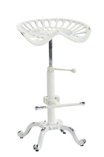 Tabouret De Bar Avec Repose-pied Design Industriel Métal Blanc Vieilli Vintage 10_0000100