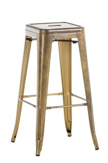 Tabouret De Bar Empilable Avec Repose-pieds Design Industriel Factory Métal Doré 10_0000073