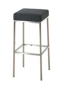 Tabouret De Bar Rembourré Revêtement Tissu Gris Foncé Avec Repose-pieds Acier Inoxydable Hauteur D