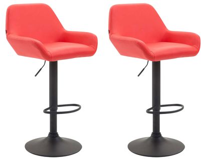 Lot De 2 Tabourets De Bar Moderne Et Confortable En Synthétique Rouge Pieds Trompette
