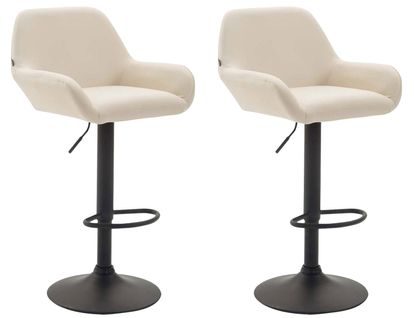 Lot De 2 Tabourets De Bar Moderne Et Confortable En Synthétique Crème Pieds Trompette En Métal
